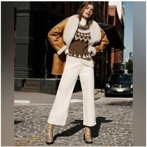 Frame Denim Ali High Rise Wide Leg Crop Jeans Winter White Size 25